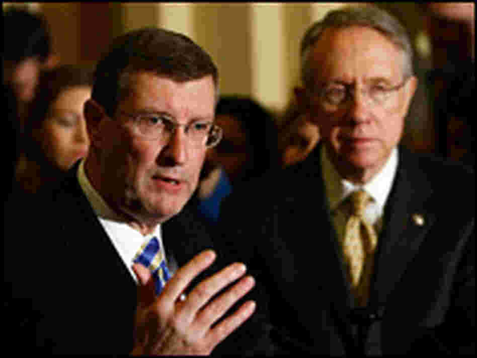Senate Budget Committee Chairman Kent Conrad answers questions March 25.