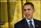 President Obama speaks using a teleprompter at the White House on Feb. 4, prior to signing the State