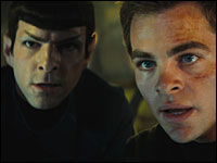 Spock and James Kirk, played Zachary Quinto and Chris Pine, meet.