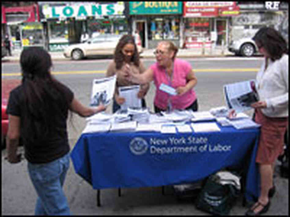 Carmen Calderon, second from the right, and her colleagues with New York’s Labor Department.