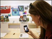 A customer with an iPhone