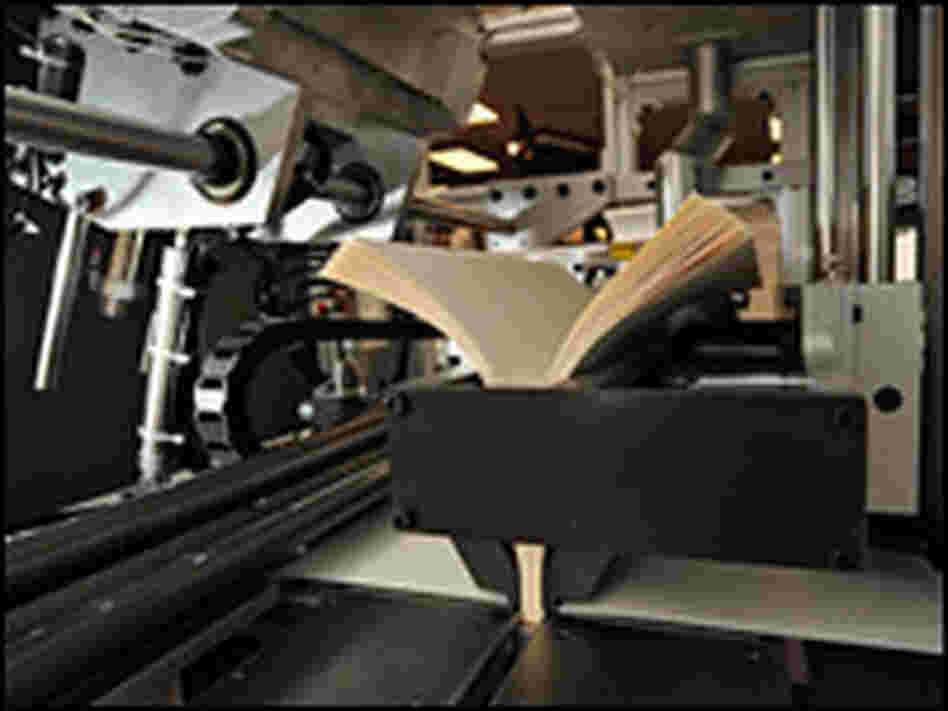 A test book is produced on the Espresso machine at Blackwell's bookstore in central London in April.