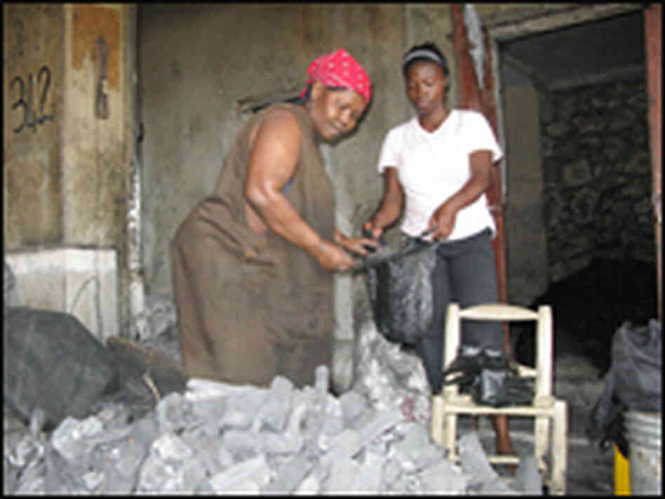 Haitian charcoal seller