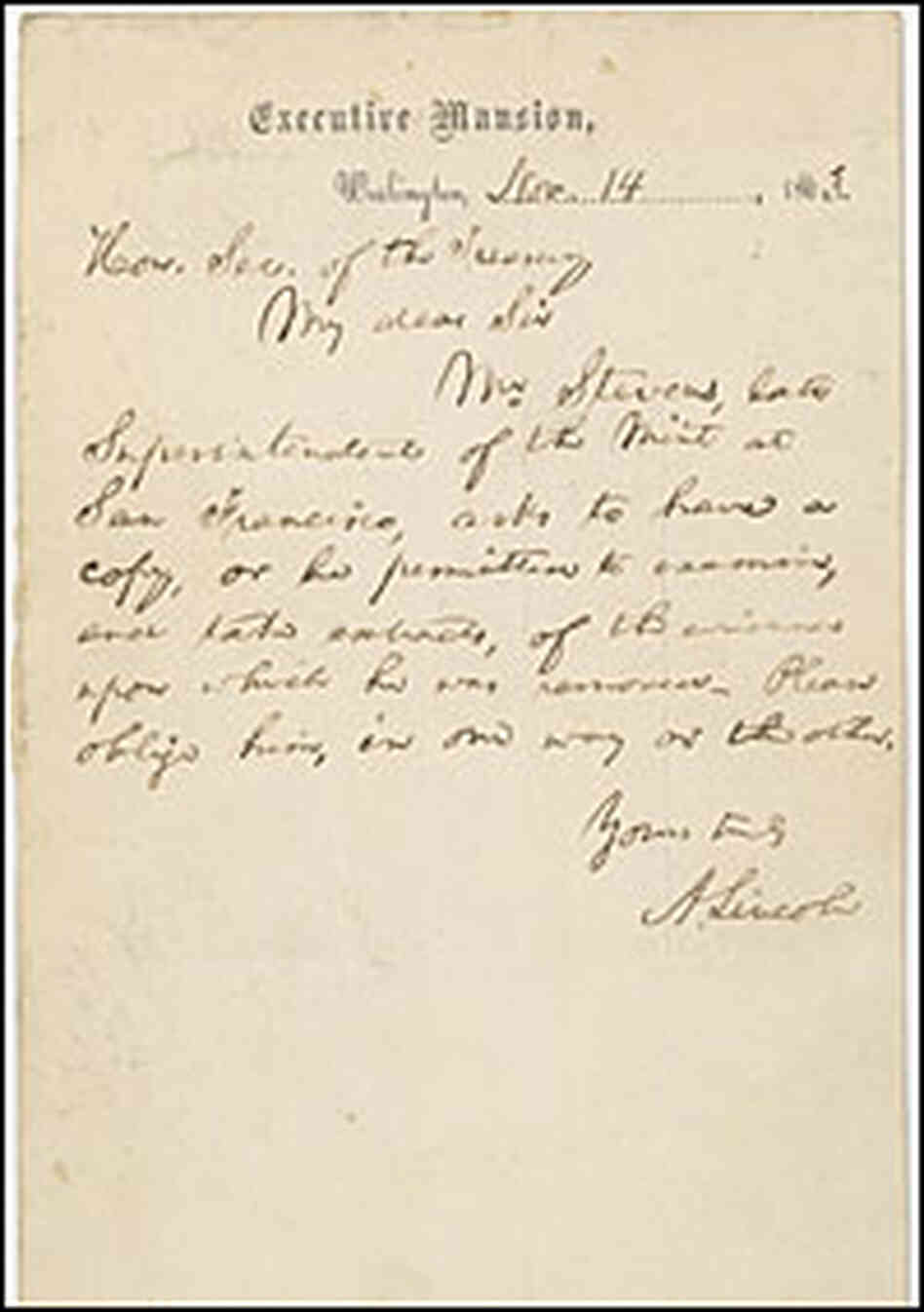 Original Abraham Lincoln handwritten letter