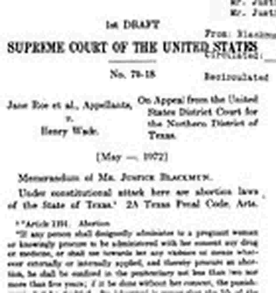 'Roe' opinion first draft