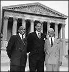 George Hayes, Thurgood Marshall and James Nabrit in front of the Supreme Court, 1954
