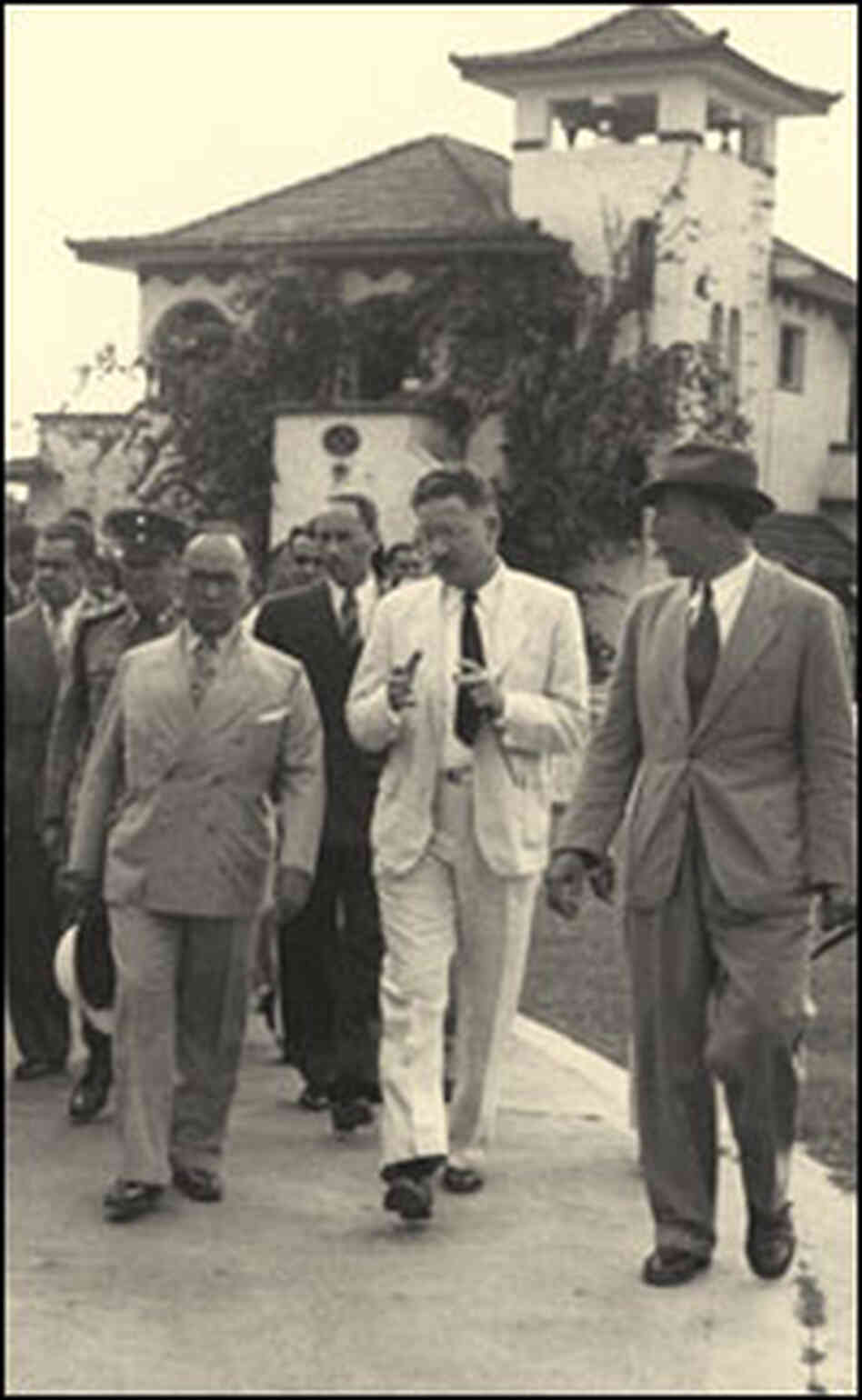 Fred L. Soper, walking with Brazilian President Getulio Vargas, circa 1940. Fred L. Soper, walking with Brazilian President Getulio Vargas, circa 1940.