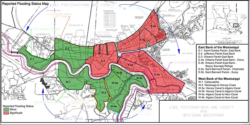 Map of flooding in New Orleans