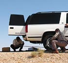 Flat tire on the highway in Jordan