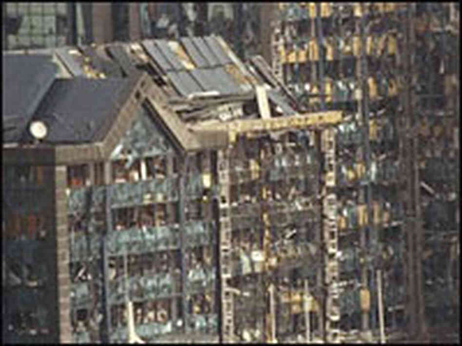In February 1996, a truck bomb ripped through London's Canary Wharf In February 1996, a truck bomb ripped through London's Canary Wharf