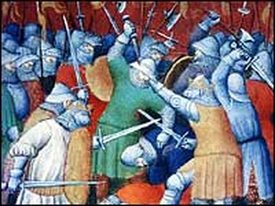 Manuscript illustration of the taking of Damietta during the Fifth Crusade. Manuscript illustration of the taking of Damietta during the Fifth Crusade.