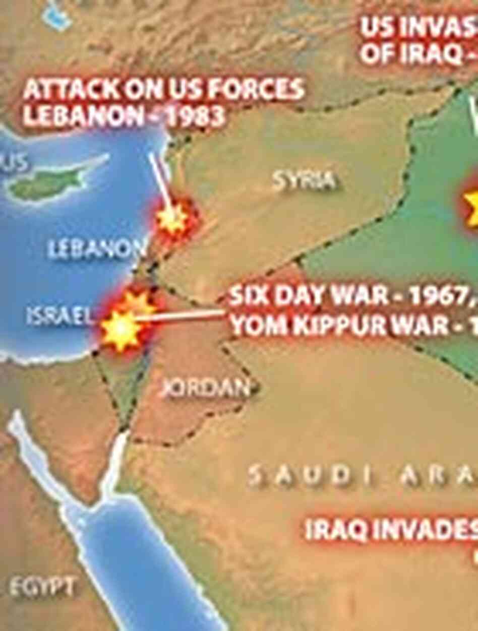 Inset of map showing major conflicts in the Middle East and Afghanistan Inset of map showing major conflicts in the Middle East and Afghanistan