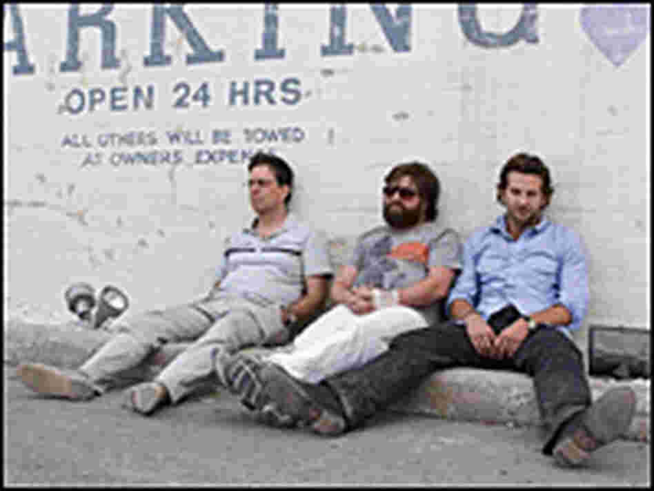 Zach Galifianakis, Ed Helms and Bradley Cooper in 'The Hangover'