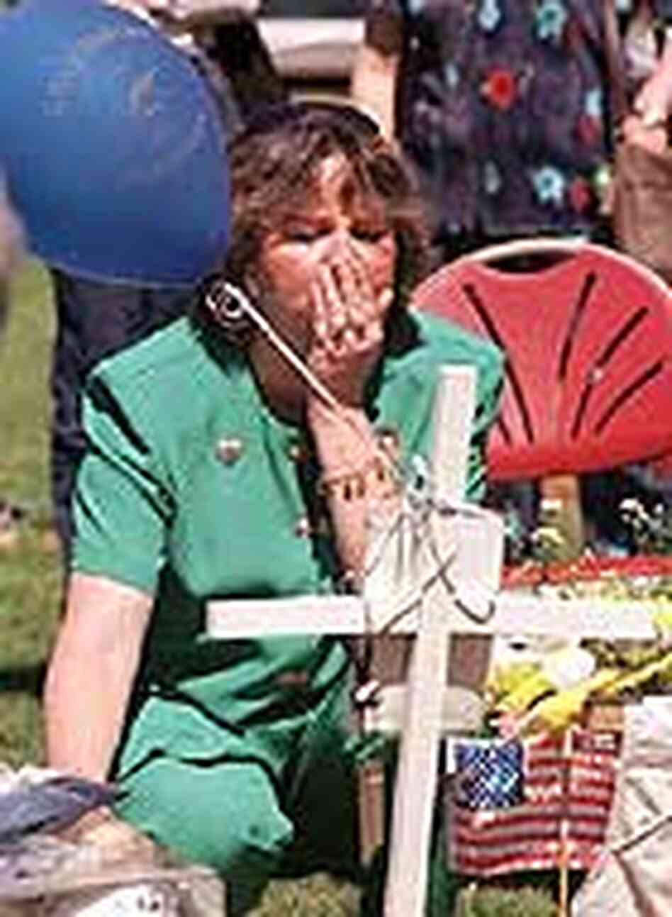 The mother of slain Columbine High School student Corey Tyler DePooter mourns The mother of slain Columbine High School student Corey Tyler DePooter mourns