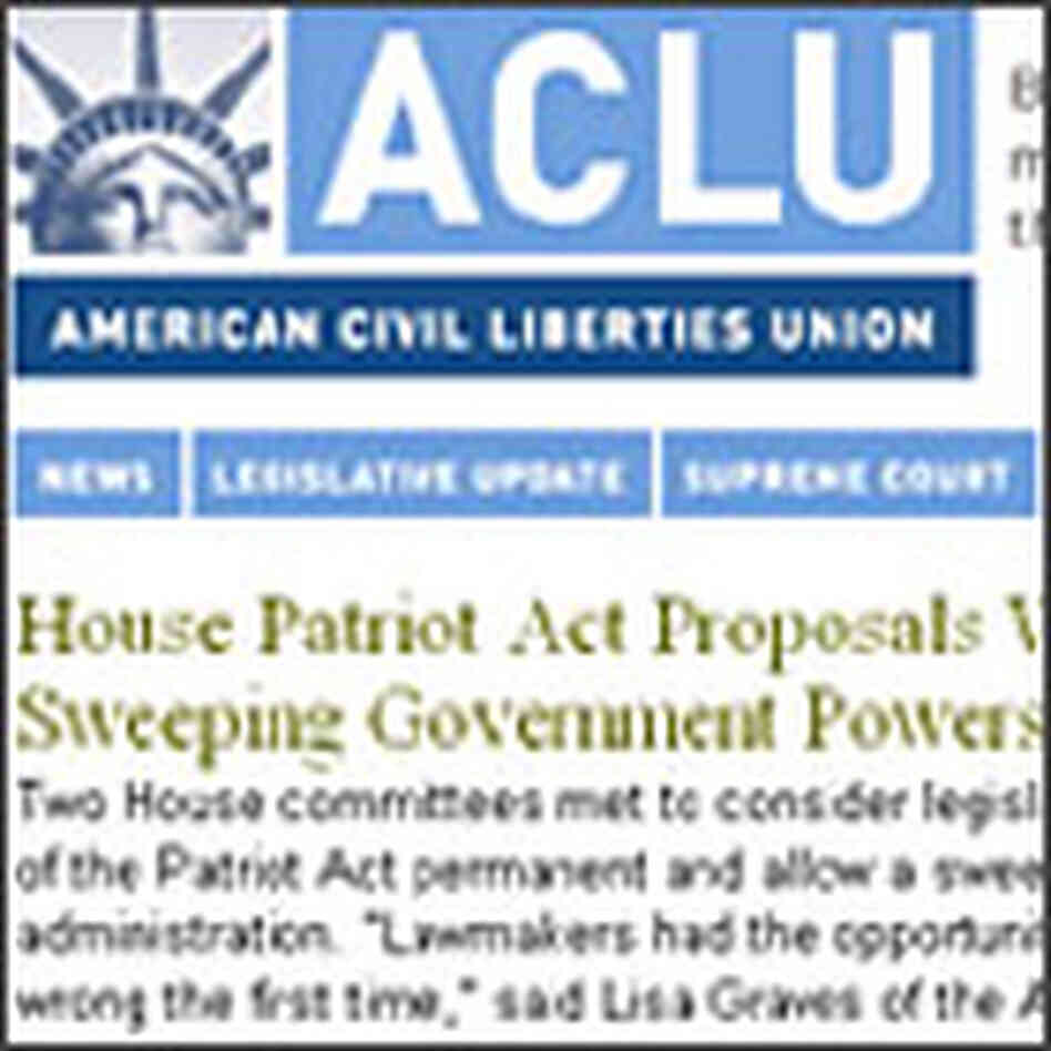 ACLU logo and home page screen shot ACLU logo and home page screen shot