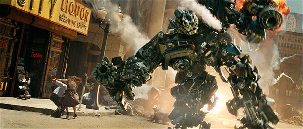 People fleeing from Transformer