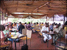 Buka's dining area is a large, covered verandah. Buka's dining area is a large, covered verandah.