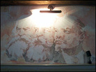 A fresco of Marx, Engels and Lenin in the dining room. A fresco of Marx, Engels and Lenin in the dining room.