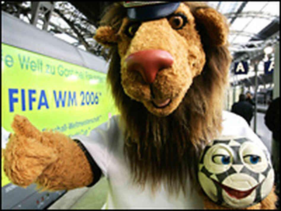 All aboard: Goleo, the mascot of World Cup 2006, poses in the main train station of Leipzig. All aboard: Goleo, the mascot of World Cup 2006, poses in the main train station of Leipzig.