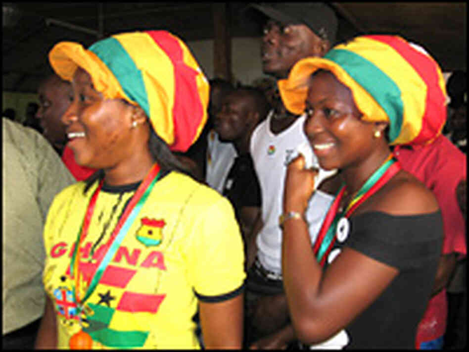Abigail Otoo, left, and Isabella Tettey watch the game.