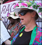 A 'Raging Granny' protests President Bush in New York, Aug. 29, 2004.