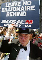 'Billionaires for Bush' protesters march down New York's Fifth Avenue, Aug. 29, 2004.