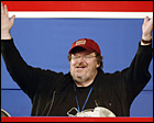 Michael Moore reacts to being called a 'disingenuous filmmaker' by Sen. John McCain during the Republican Convention in New York, Aug. 30, 2004.