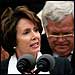 Right, background: Speaker Dennis Haster (R-IL); Left, foreground: Minority Leader Nancy Pelosi (D-CA).