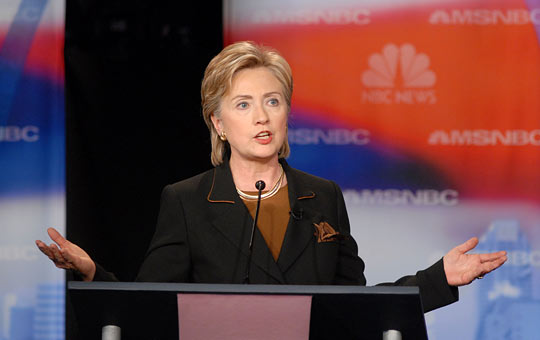 Sen. Hillary Clinton speaks during the Democratic presidential debate Oct. 30, 2007.
