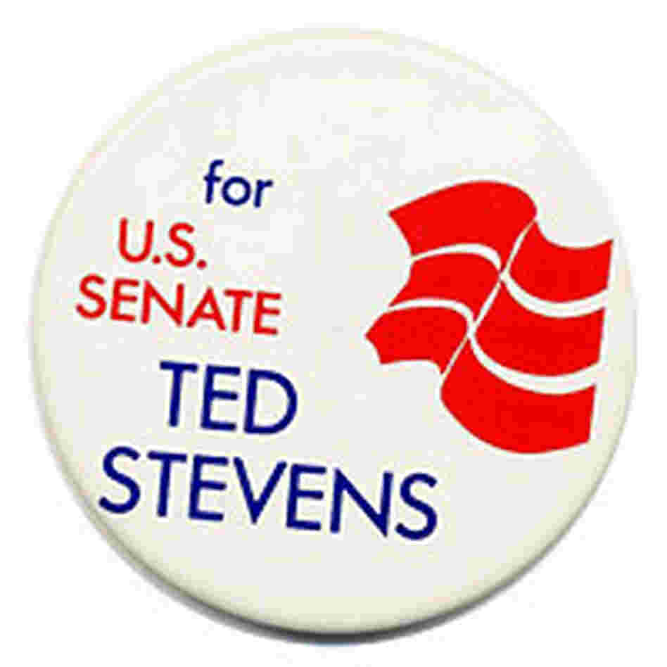 Alaska Sen. Ted Stevens button. Alaska Sen. Ted Stevens button.