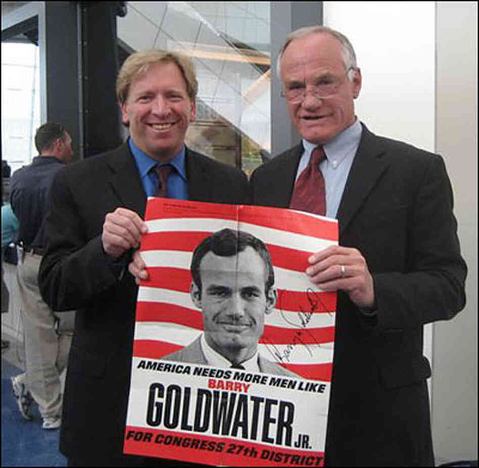 Ken Rudin and former Rep. Barry Goldwater Jr. hold up a 1969 Goldwater poster from Ken's collection. Ken Rudin and former Rep. Barry Goldwater Jr. hold up a 1969 Goldwater poster from Ken's collection.