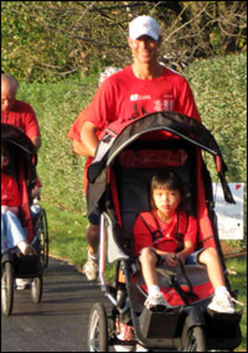 Tim Borland in one of the 63 marathons he ran in as many days.