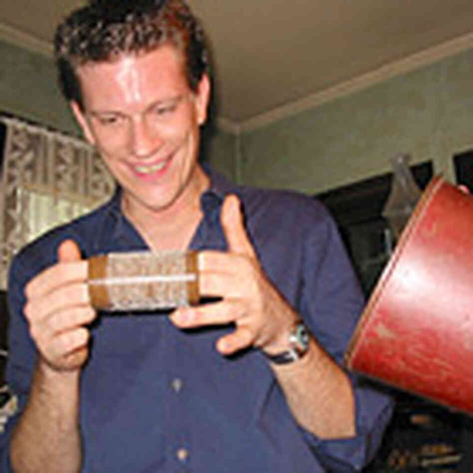 Rick Karr with wax cylinder Rick Karr with wax cylinder