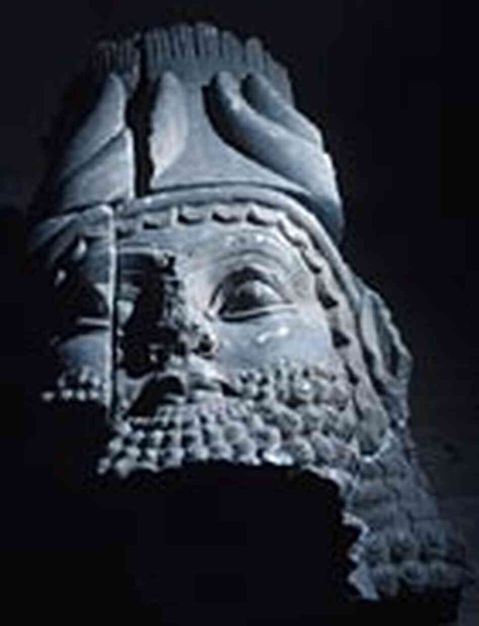 Head of a gateway colossal guardian sculpture Head of a gateway colossal guardian sculpture