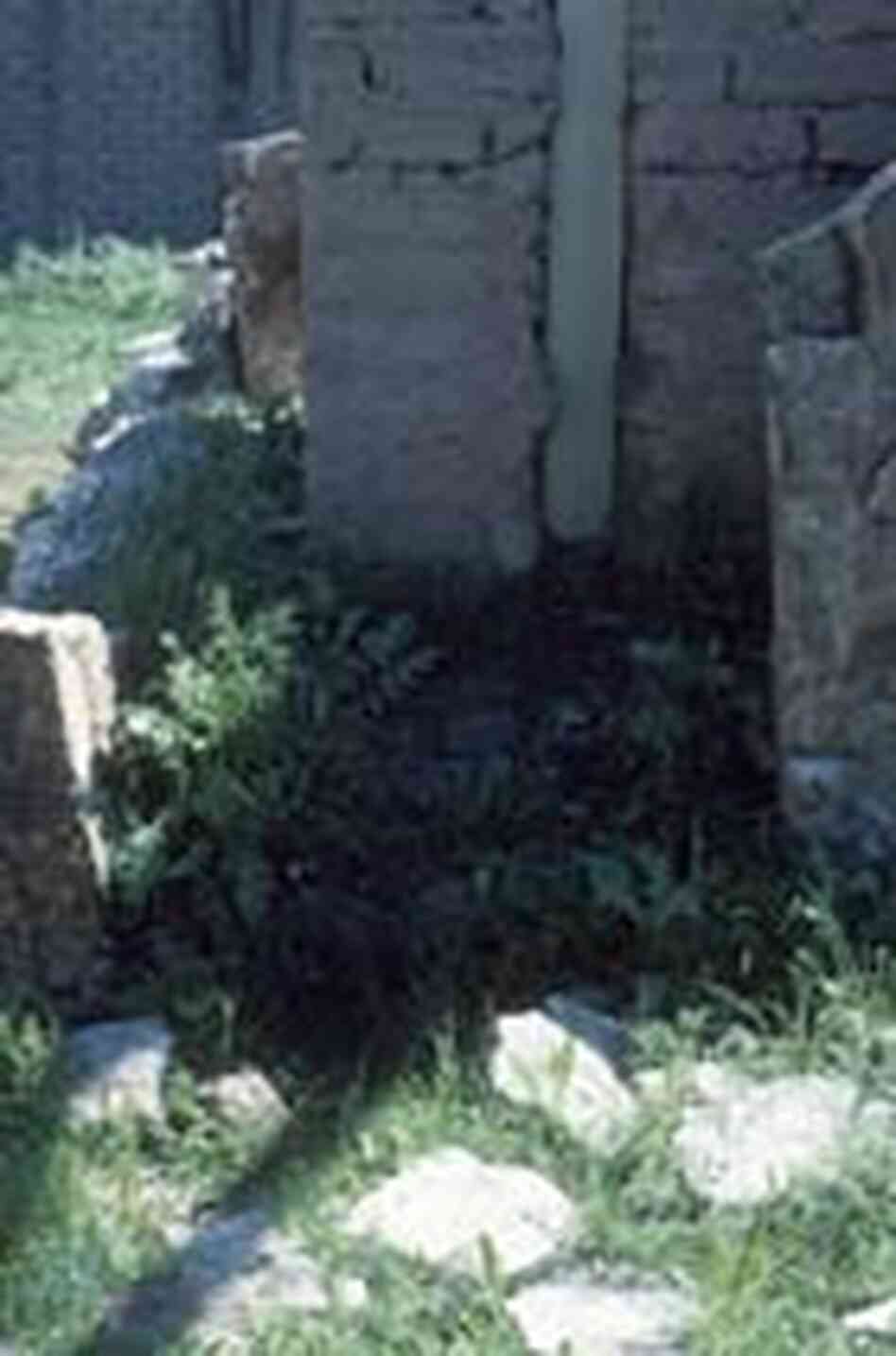 Slab is missing after looters plundered the museum. Slab is missing after looters plundered the museum.