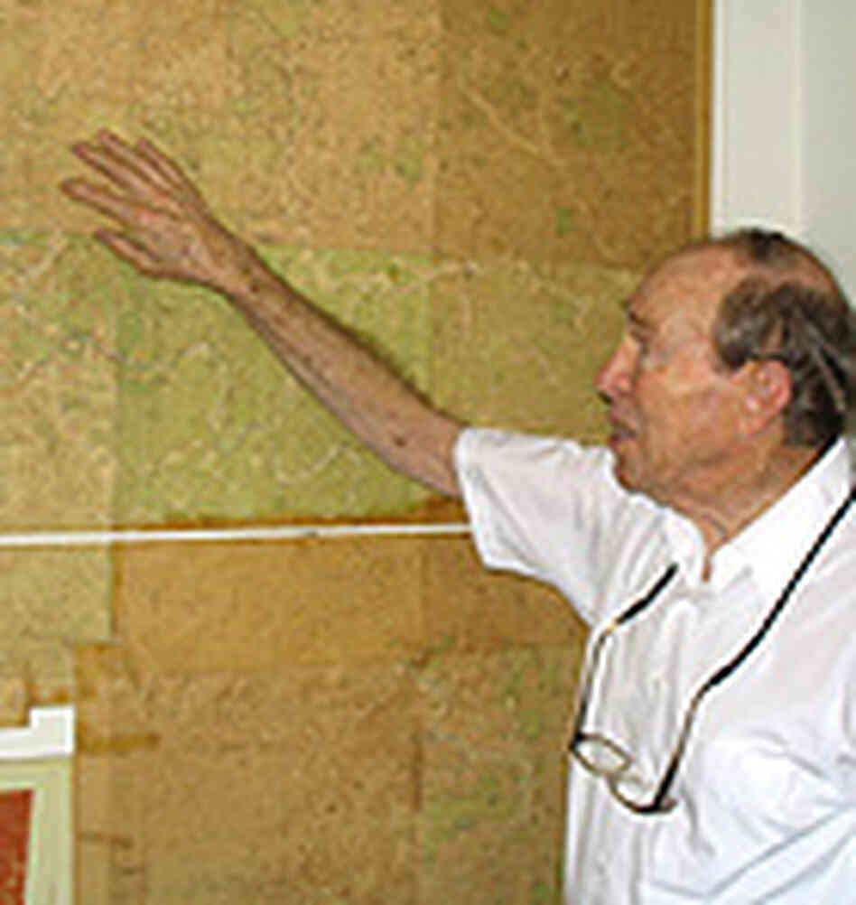 Leo Drey, 84, points to his land holdings on a map in his office. Leo Drey, 84, points to his land holdings on a map in his office.