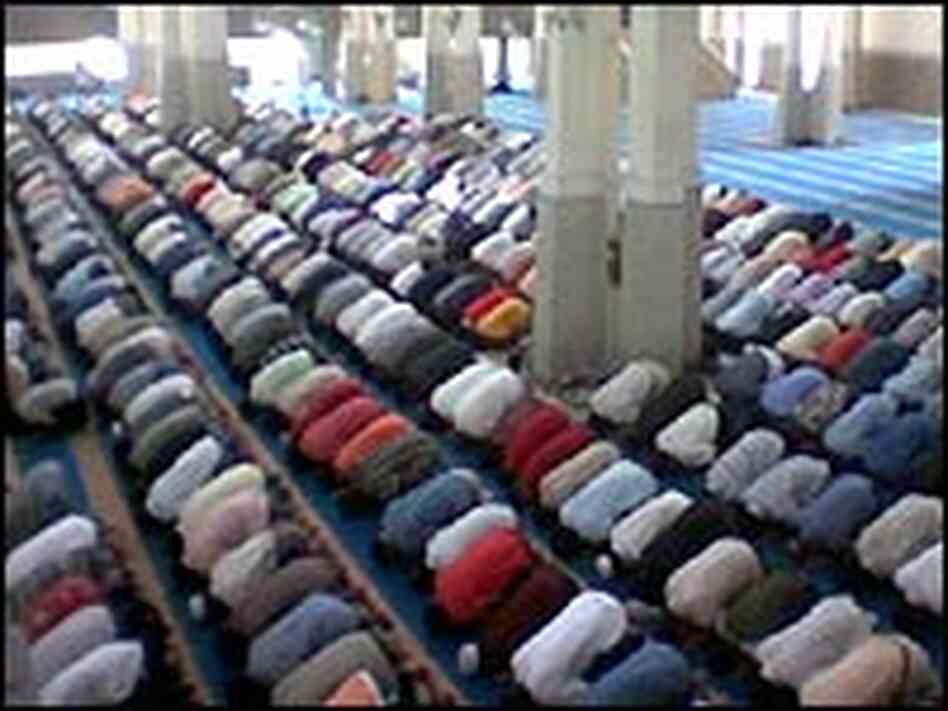 Congregants pray in Rome's central mosque, Europe's largest. Congregants pray in Rome's central mosque, Europe's largest.
