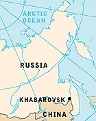 Map of China and Russia
