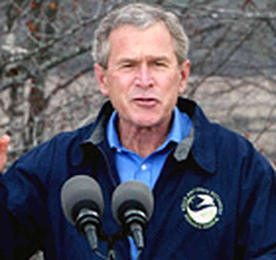 President Bush speaks to supporters in Wells, Maine on Earth Day. President Bush speaks to supporters in Wells, Maine on Earth Day.