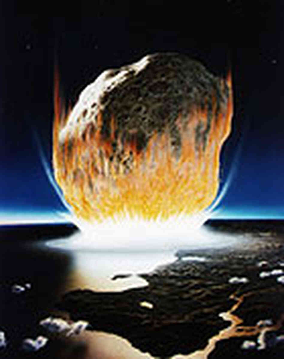 Artist's representation of a meteorite striking the Earth. Artist's representation of a meteorite striking the Earth.