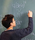 Student at blackboard