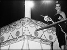 Elizabeth Taylor cuts a 14-foot high cake at her husband's Madison Square Garden party in 1957. Elizabeth Taylor cuts a 14-foot high cake at her husband's Madison Square Garden party in 1957.