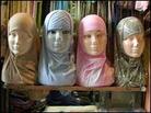 Colorful Islamic headscarves on display in a Damascus market Colorful Islamic headscarves on display in a Damascus market