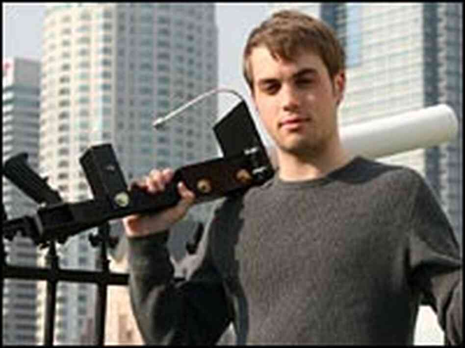 John Hering and his BlueSniper rifle. John Hering and his BlueSniper rifle.