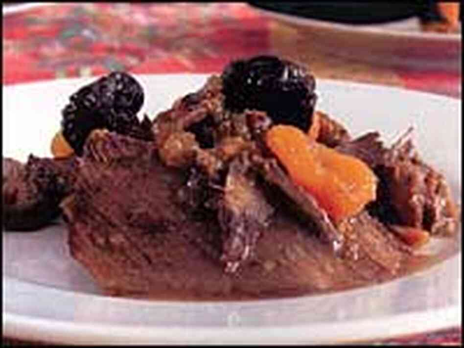 Apricots and apples make for a flavorful and fruity holiday brisket. Apricots and apples make for a flavorful and fruity holiday brisket.