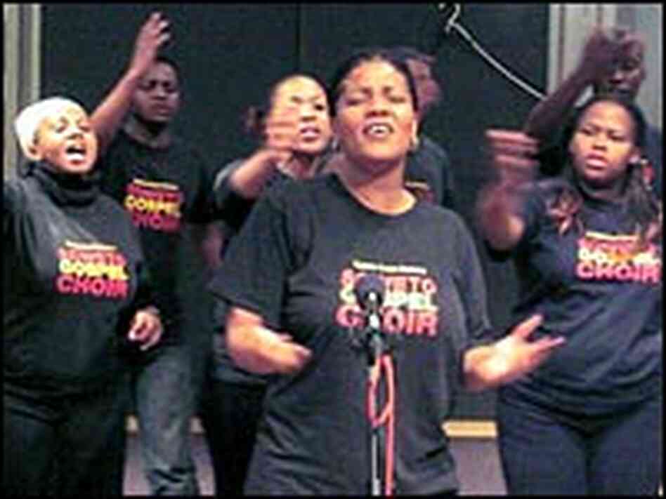 Members of the Soweto Gospel Choir perform in NPR's Studio 4A. Members of the Soweto Gospel Choir perform in NPR's Studio 4A.