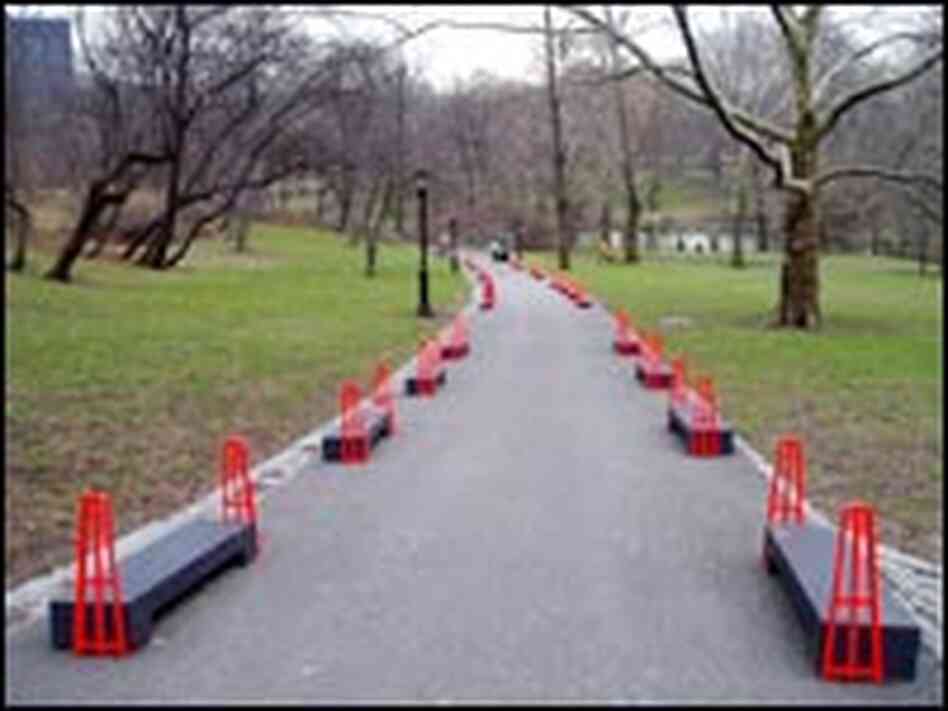 Steel bases for 'The Gates' in Central Park
