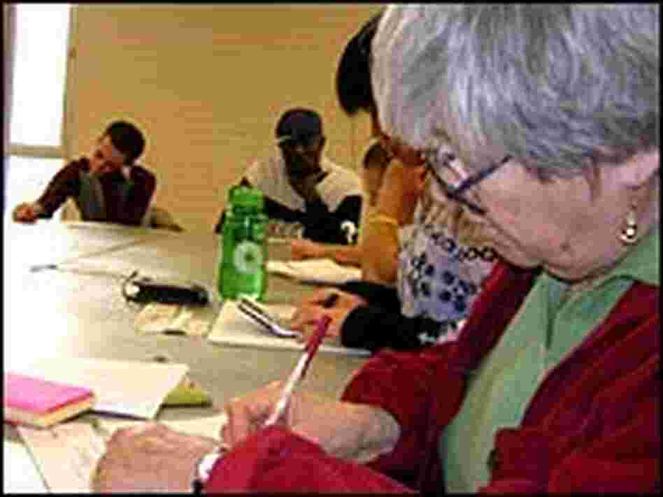 Professor Joanne Greenberg's writing class. Professor Joanne Greenberg's writing class.