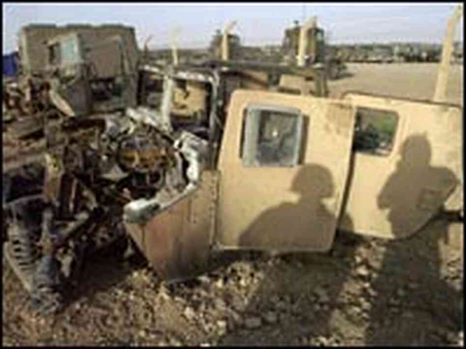 A Humvee destroyed in Iraq. A Humvee destroyed in Iraq.