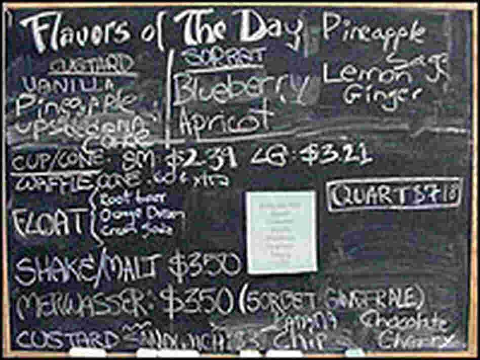 Dreamery Chalkboard lists available flavors